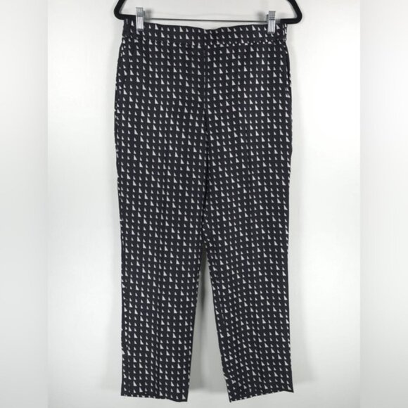 NWOT THEORY 100% SILK Triangle Stripe Twill Cropped Pull On Trousers Pants Sz 6 - Picture 6 of 16